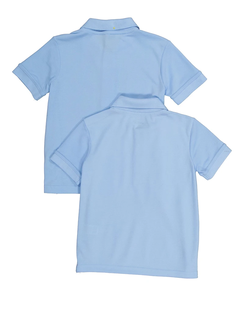 Boys 4-7 Short Sleeve Pique Polo 2 Pack, Blue,