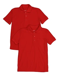 Boys 4-7 Short Sleeve Pique Polo Shirt 2 Pack, Red, Size 16-18