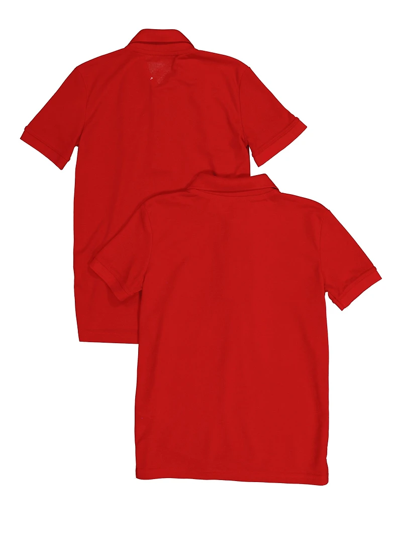 Boys 4-7 Short Sleeve Pique Polo Shirt 2 Pack, Red, Size 16-18