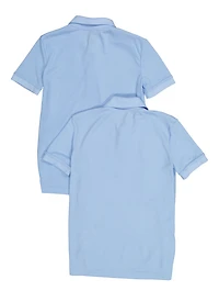 Boys 8-16 Solid Short Sleeve Pique Polo Shirt 2 Pack, Blue, Size 12-14