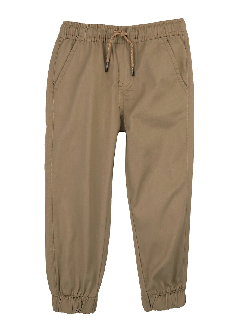 Boys 4-7 Twill Drawstring Waist Joggers, Khaki, Size 7