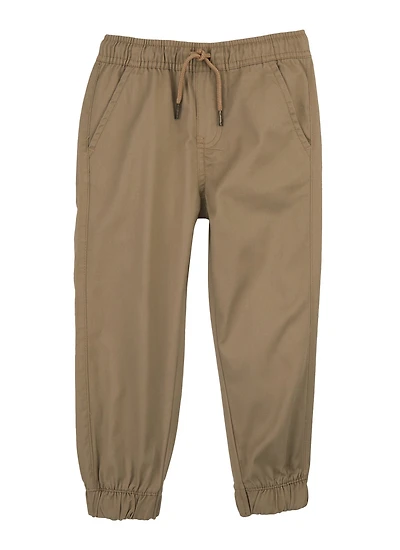 Boys 4-7 Twill Drawstring Waist Joggers, Khaki, Size 6