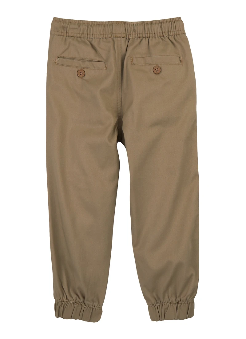 Boys 4-7 Twill Drawstring Waist Joggers, Khaki, Size 7