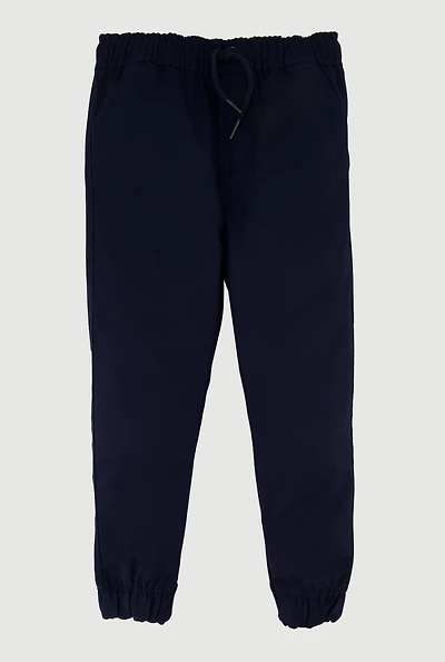 Little Boys Drawstring Waist School Uniform Joggers, Blue, Size 6