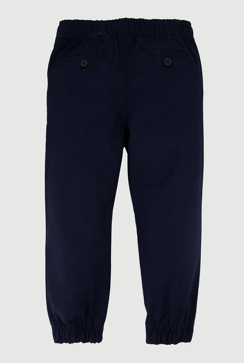 Little Boys Drawstring Waist School Uniform Joggers, Blue, Size 5