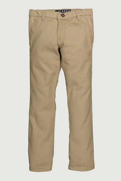 Boys 7-14 Classic Fit Straight Leg Pants, Khaki,