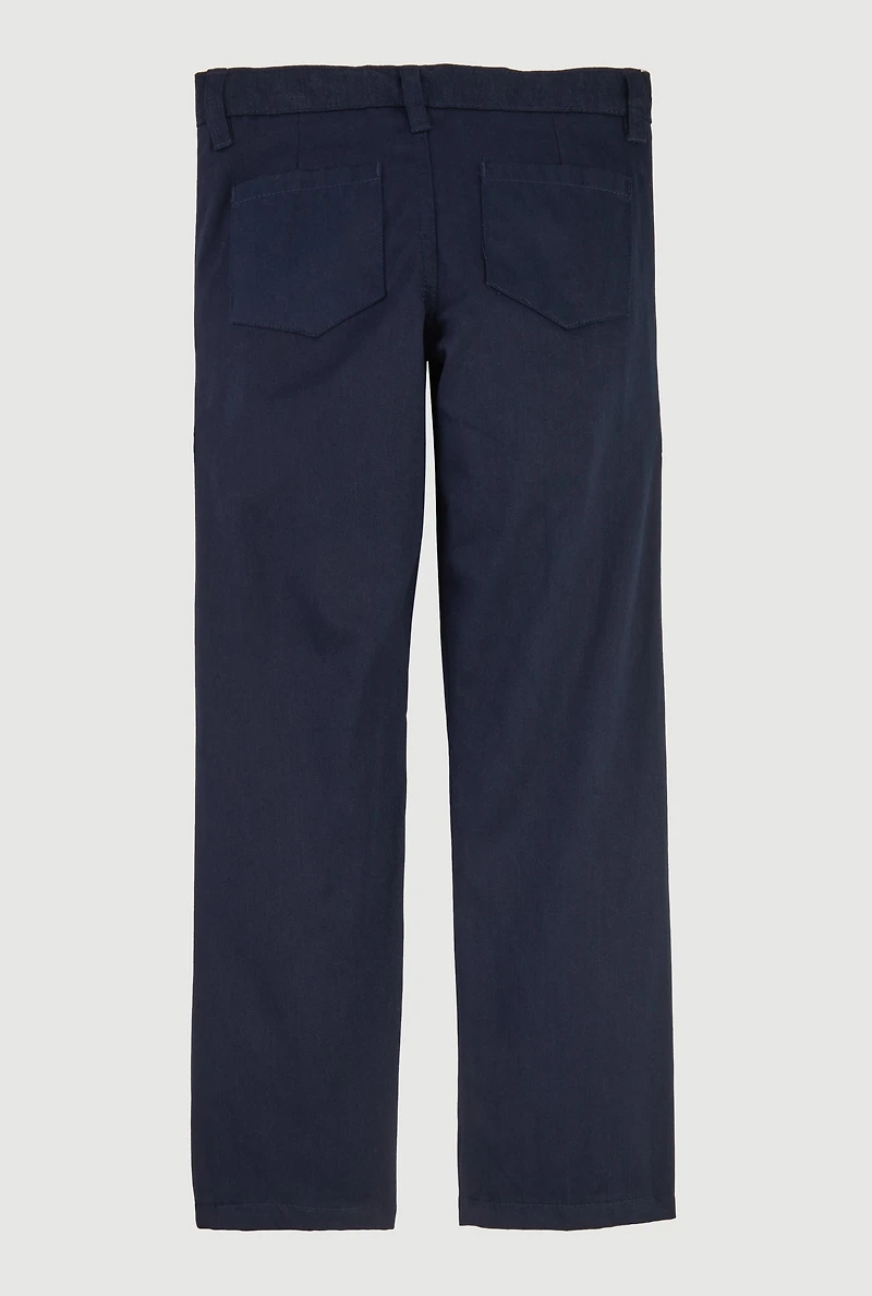 Boys 7-14 Mid Rise School Uniform Pants, Blue,
