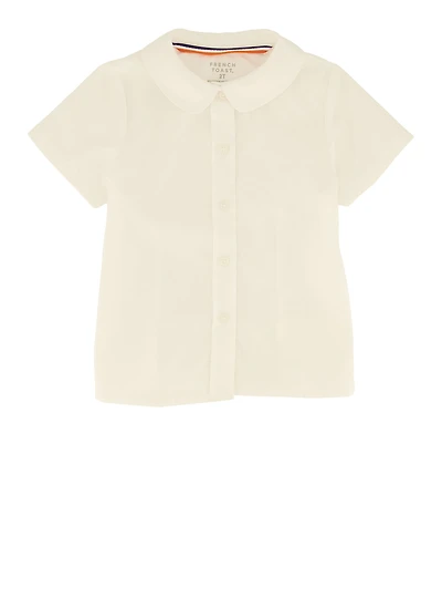 French Toast Girls 2T-4T Peter Pan Collar Short Sleeve Shirt, White, Size 3T