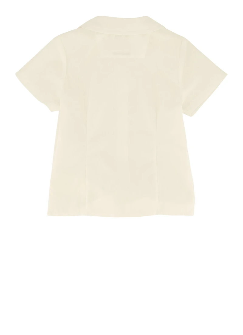 French Toast Girls 2T-4T Peter Pan Collar Short Sleeve Shirt, White, Size 2T