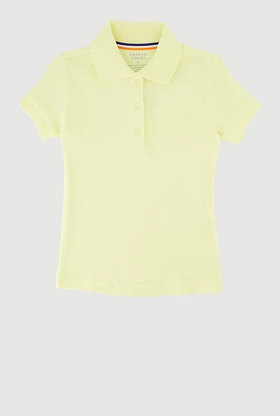 French Toast Girls 2T-4T Short Sleeve Polo Shirt, Yellow, Size 4T