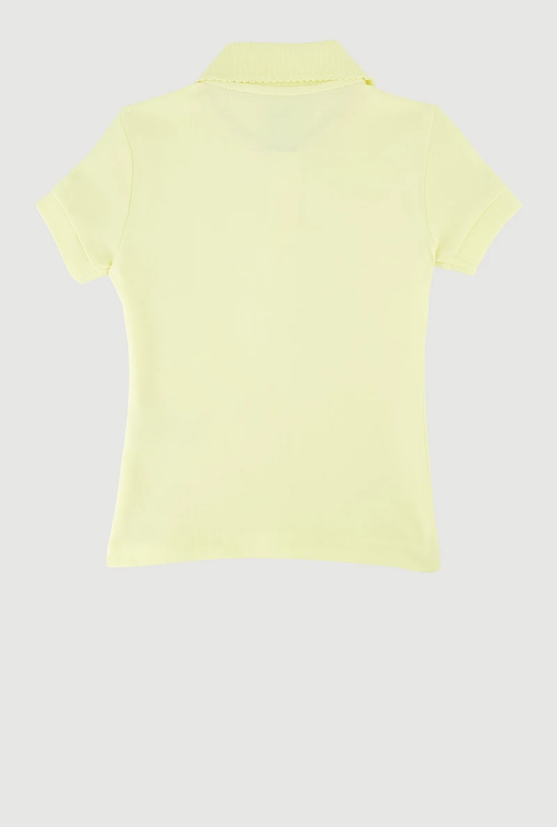 French Toast Girls 2T-4T Short Sleeve Polo Shirt, Yellow, Size 3T