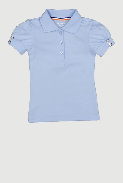 French Toast Girls 2T-4T Rhinestone Sleeve Polo Shirt