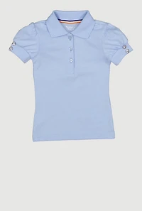 French Toast Girls 2T-4T Rhinestone Sleeve Polo Shirt
