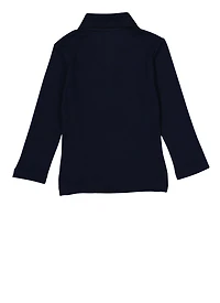 French Toast Girls 2T-4T Interlock Long Sleeve Polo Shirt, Blue, Size 3T