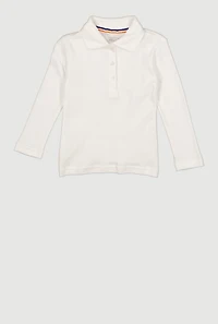 French Toast Girls 2T-4T Long Sleeve Picot Collar Polo Top
