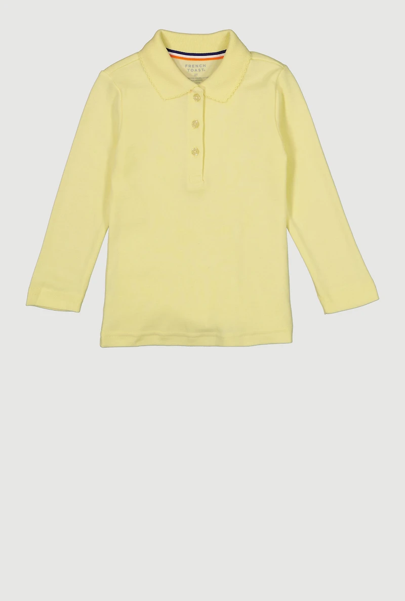 French Toast Girls 2T-4T Long Sleeve Picot Collar Polo Shirt