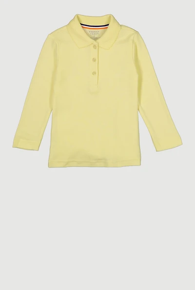French Toast Girls 2T-4T Long Sleeve Picot Collar Polo Shirt