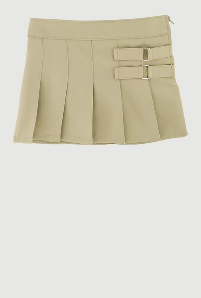 French Toast Girls 2T-4T Two Tabbed Pleated Skort, Khaki, Size 2T