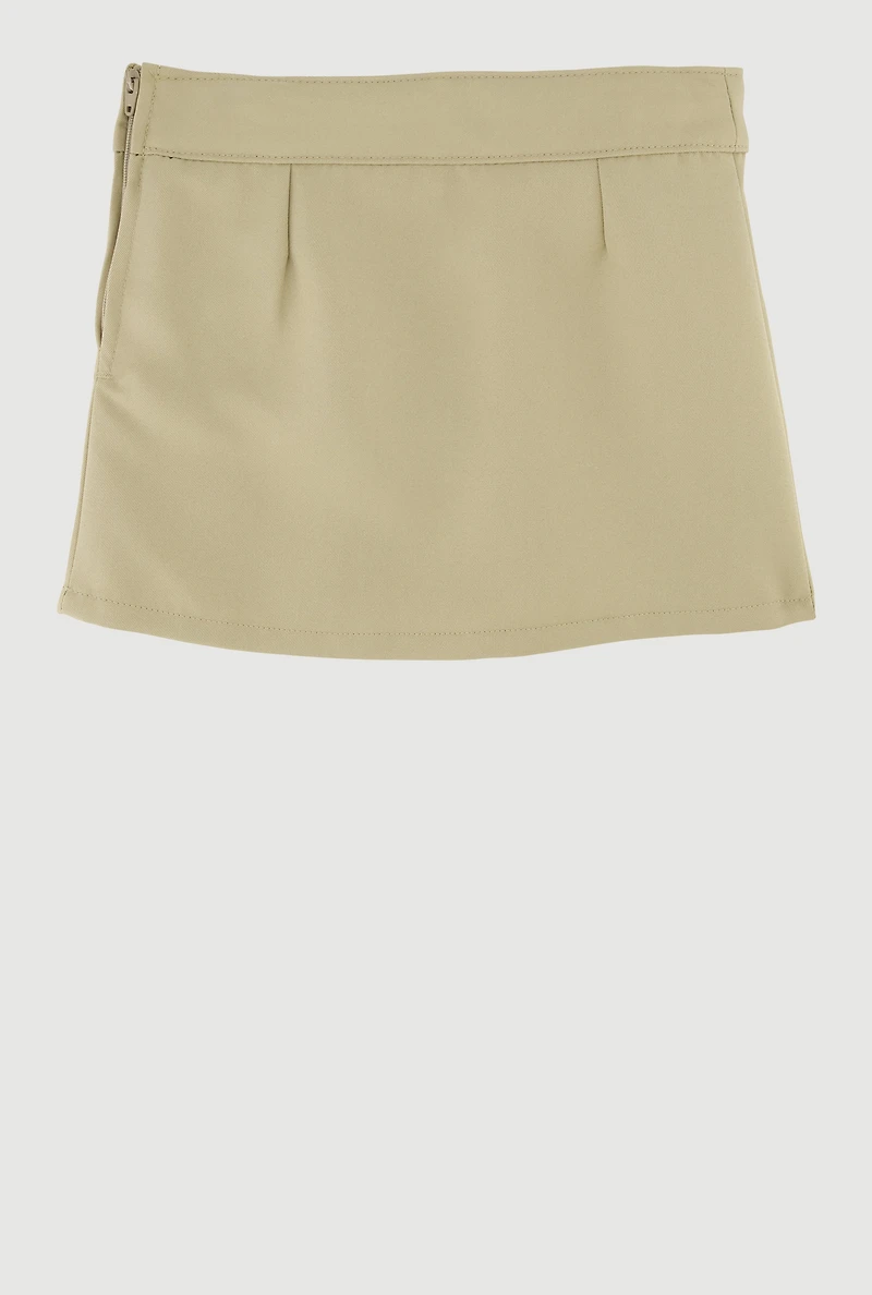 French Toast Girls 2T-4T Two Tabbed Pleated Skort, Khaki, Size 2T