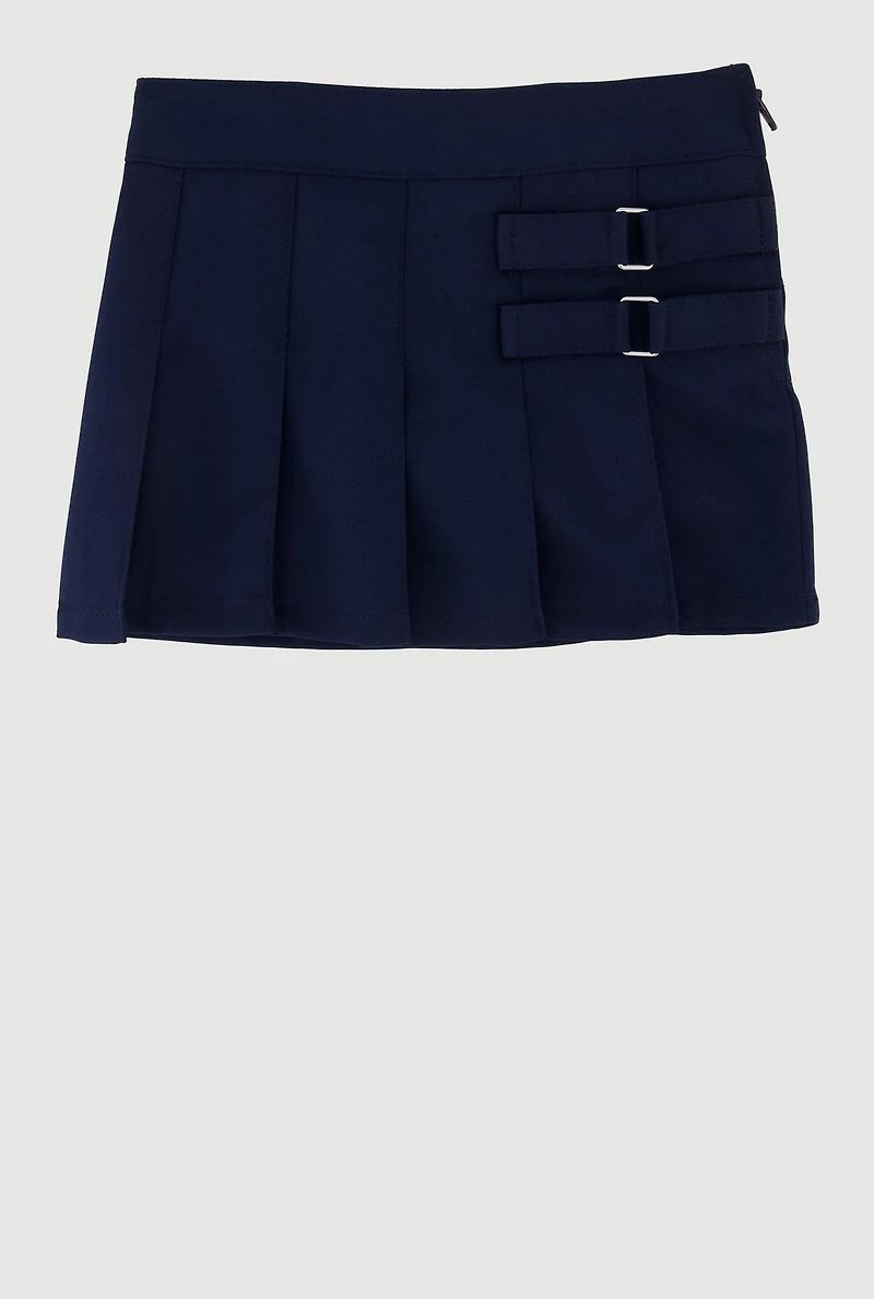 French Toast 2T-4T Two Tabbed Pleated Skort for School Uniforms, Blue, Size 3T