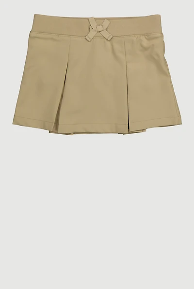 French Toast Girls 2T-4T Pleated Faux Drawstring Scooter Skirt, Khaki,