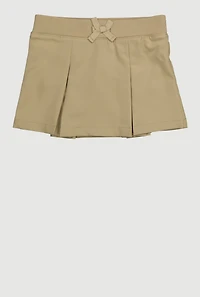 French Toast Girls 2T-4T Pleated Faux Drawstring Scooter Skirt, Khaki,