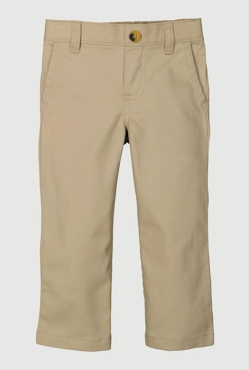 Girls 2T-4T Adjustable Waistband Straight Leg Uniform Pants, Khaki, Size 2T