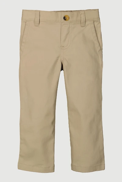 Girls 2T-4T Adjustable Waistband Straight Leg Uniform Pants, Khaki, Size 2T