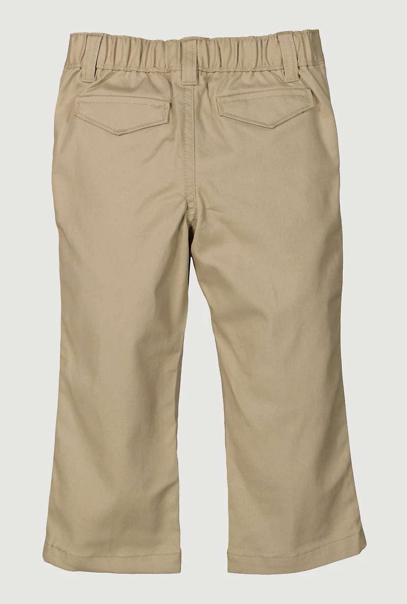 Girls 2T-4T Adjustable Waistband Straight Leg Uniform Pants, Khaki, Size 2T