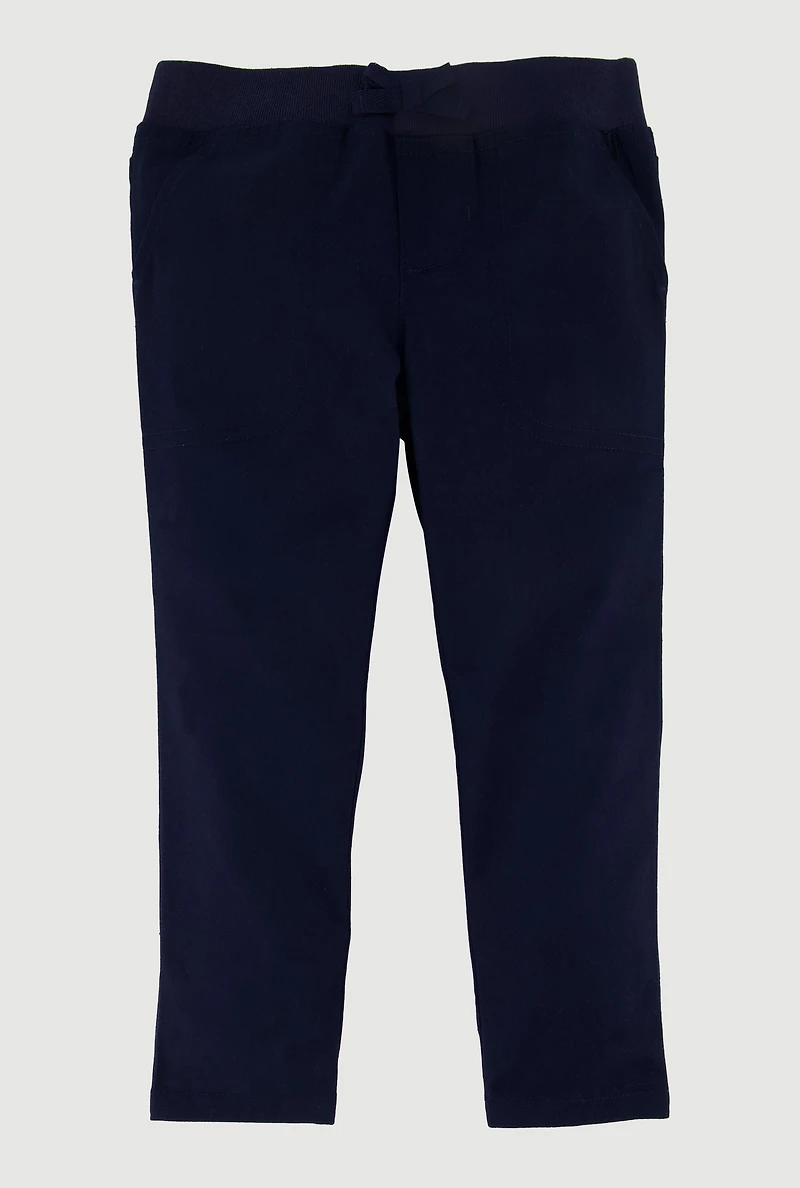 French Toast Girls 2T-4T Mid Rise School Uniform Pants, Blue, Size 3T