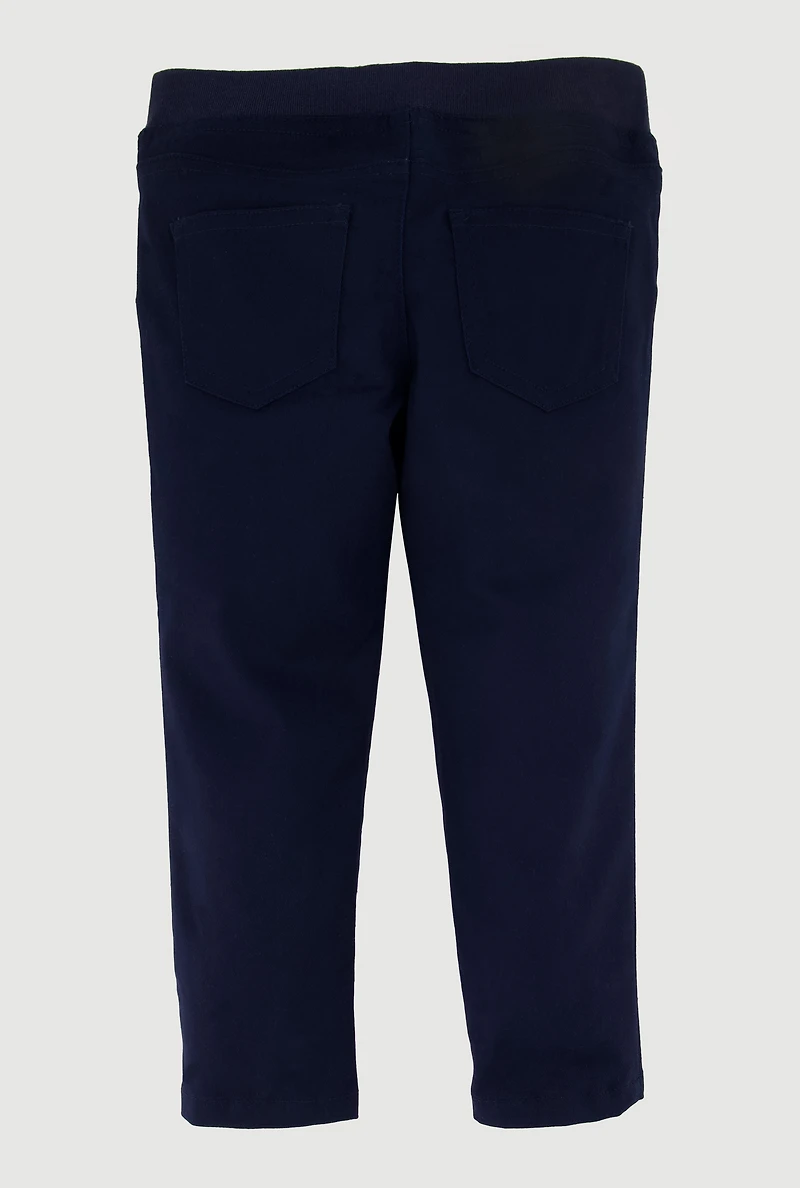 French Toast Girls 2T-4T Mid Rise School Uniform Pants, Blue, Size 3T