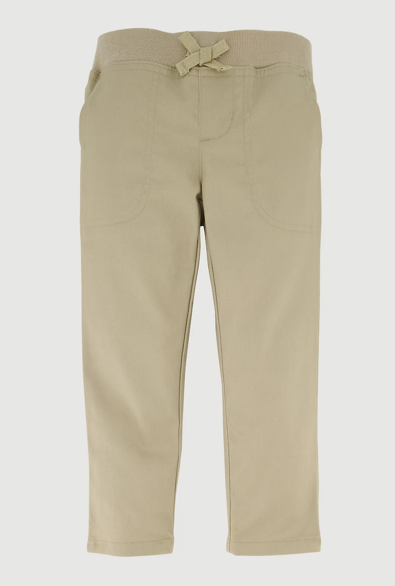 French Toast Girls 2T-4T Stretchy Mid Rise Chinos Pants, Khaki, Size 3T