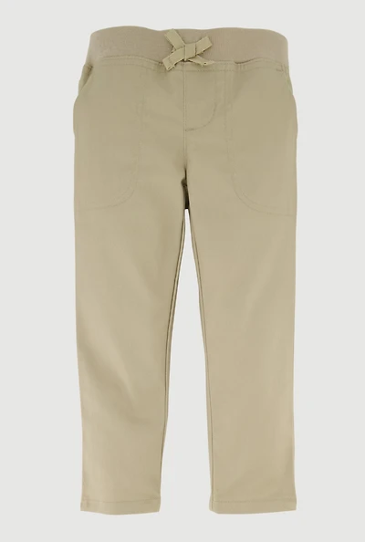 French Toast Girls 2T-4T Stretchy Mid Rise Chinos Pants, Khaki, Size 3T