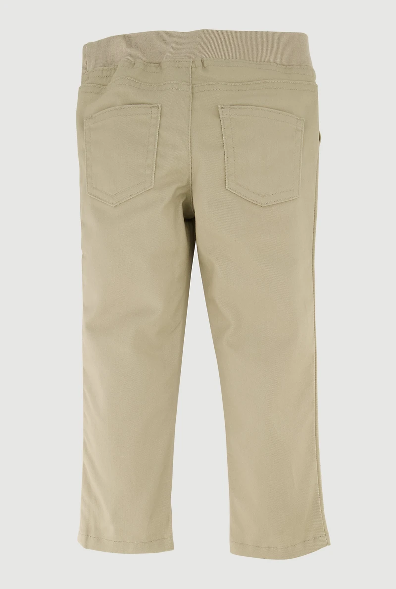 French Toast Girls 2T-4T Stretchy Mid Rise Chinos Pants, Khaki, Size 3T