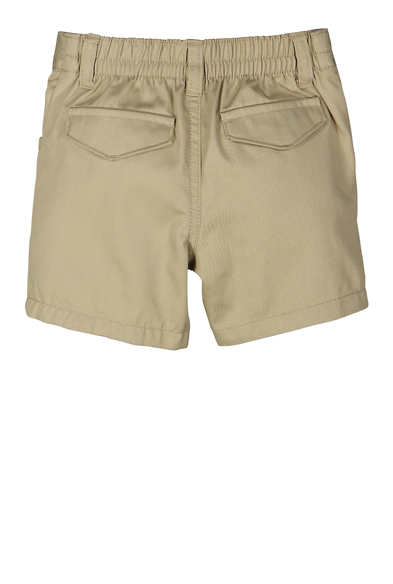 French Toast Girls 2T-4T Basic Pull On Stretch Shorts, Khaki, Size 3T