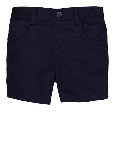 French Toast Girls 2T-4T Solid Pull On Stretch Shorts, Blue,