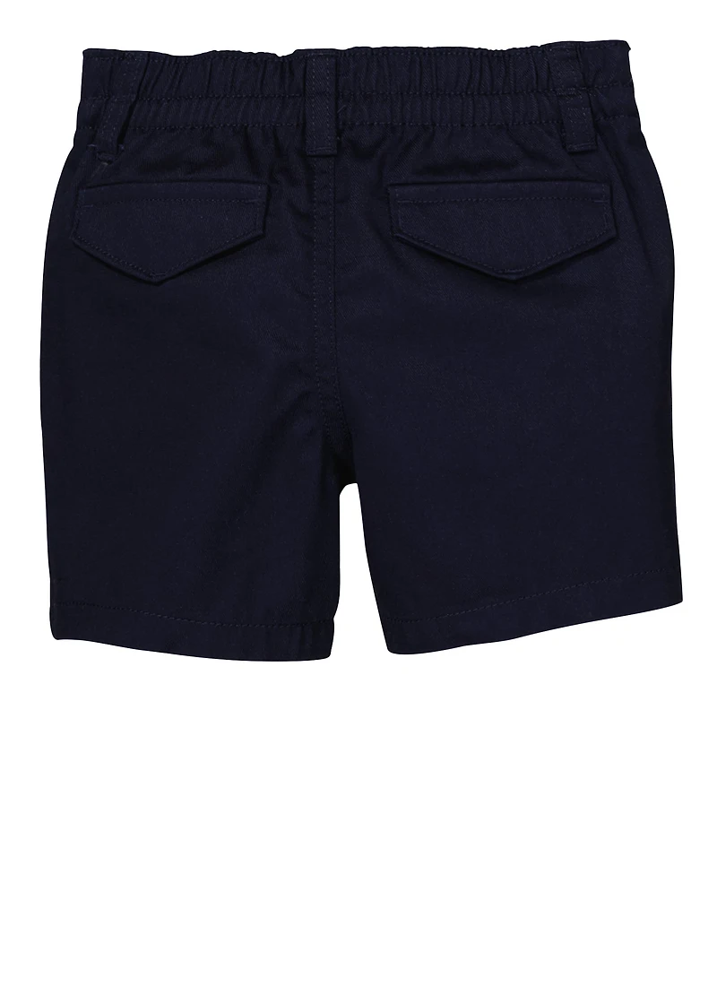 French Toast Girls 2T-4T Solid Pull On Stretch Shorts, Blue, Size 3T