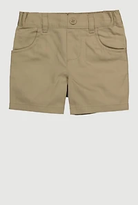 Girls 2T-4T Mid Rise Twill Shorts, Khaki, Size 3T
