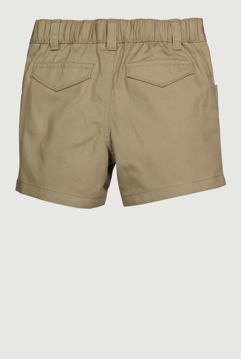 Girls 2T-4T Mid Rise Twill Shorts, Khaki, Size 3T