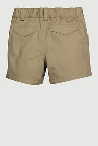 Girls 2T-4T Mid Rise Twill Shorts, Khaki, Size 3T