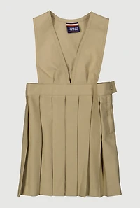 French Toast Girls 2T-4T V-Neck Pleated Jumper, Beige, Size 3T