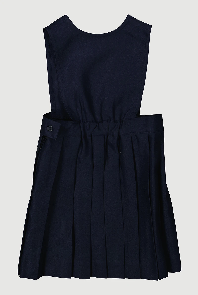 French Toast Girls 2T-4T Sleeveless V-Neck Mid-Length Pleated Jumper, Blue, Size 3T
