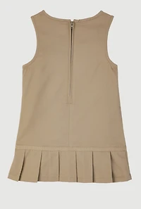 Girls 2T-4T Sleeveless Zip Back Pleated Jumper, Beige, Size 4T