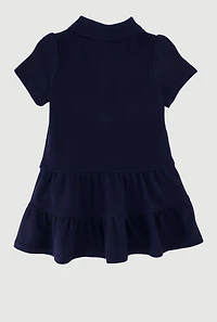 French Toast Girls 2T-4T Tiered Pique Polo Dress, Blue, Size 4T