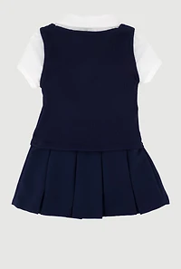 French Toast Girls 2T-4T Short Sleeve Pleated Jumper, Blue, Size 2T