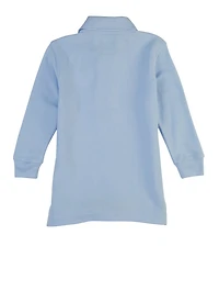 French Toast Boys 2T-4T Long Sleeve Pique Polo Shirt, Blue, Size 3T