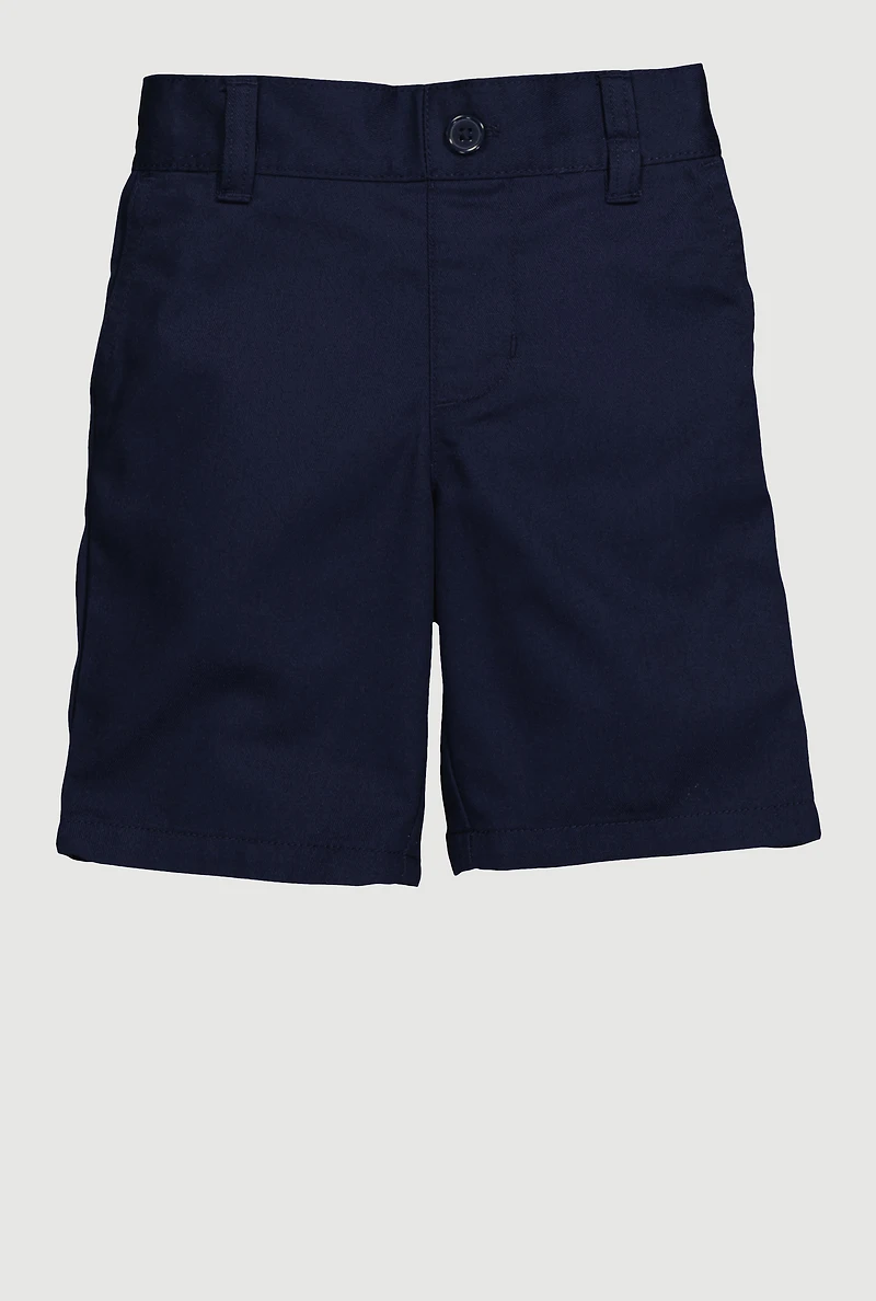French Toast Boys 2T-4T Twill Flat Front Shorts, Blue,