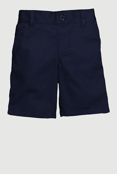 French Toast Boys 2T-4T Twill Flat Front Shorts, Blue, Size 3T