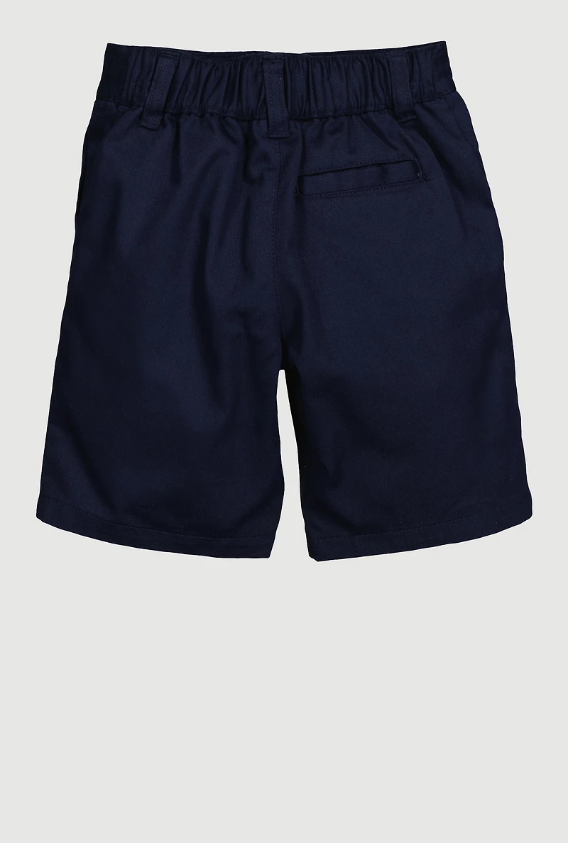 French Toast Boys 2T-4T Twill Flat Front Shorts, Blue, Size 3T