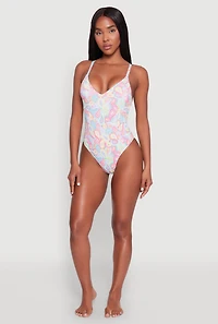 Border Print One Piece Swimsuit